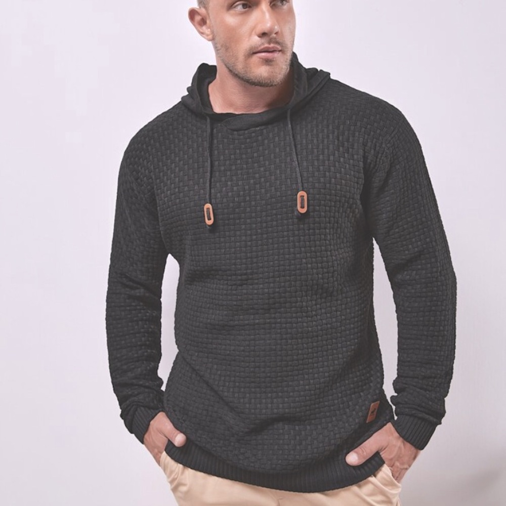 Mens xl Hooded Sweatshirt LS Knitted Hoodie Pullover Sweater new w/o tags